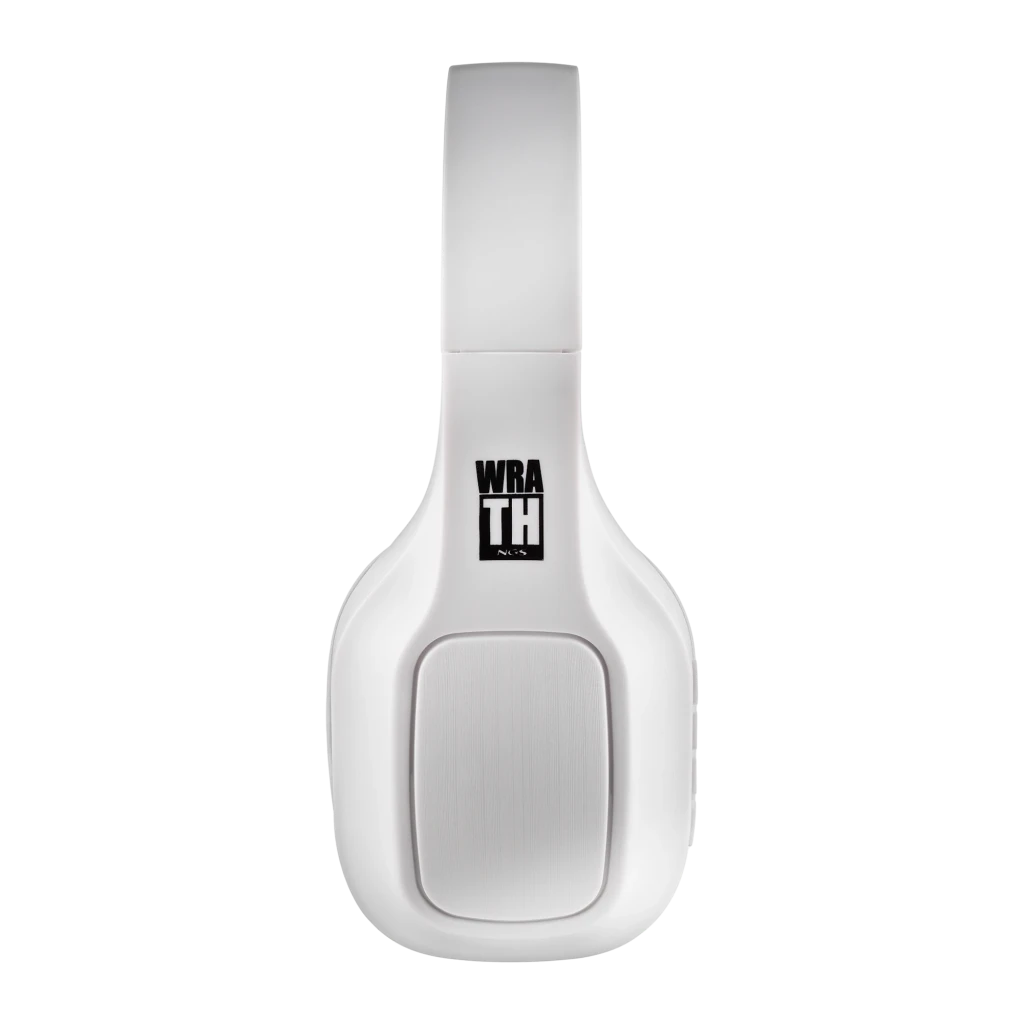 NGS Auriculares Artica Wrath Blanco, vista lateral: diadema acolchada, almohadillas y logo WRATH visibles - Ítem2
