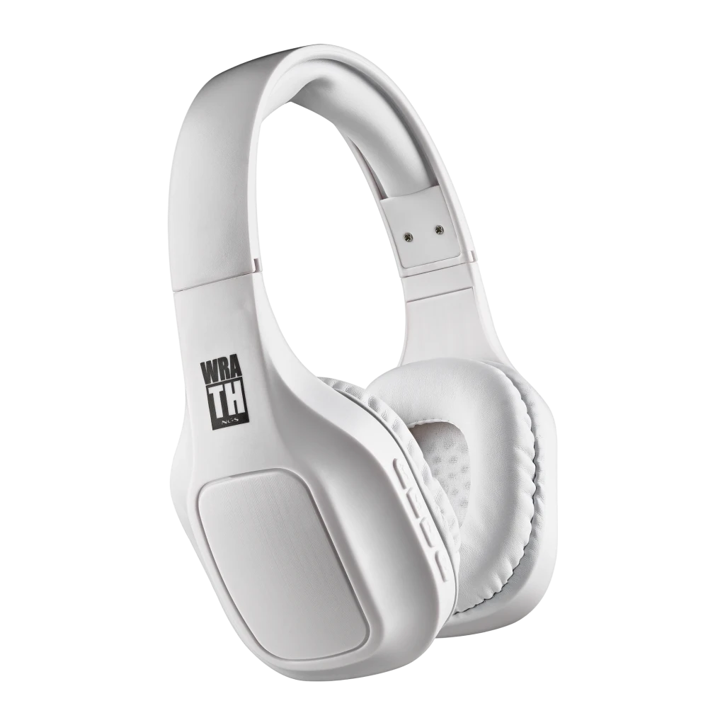 NGS Auriculares Artica Wrath Blanco, vista lateral: diadema acolchada, almohadillas y logo WRATH visibles - Ítem3