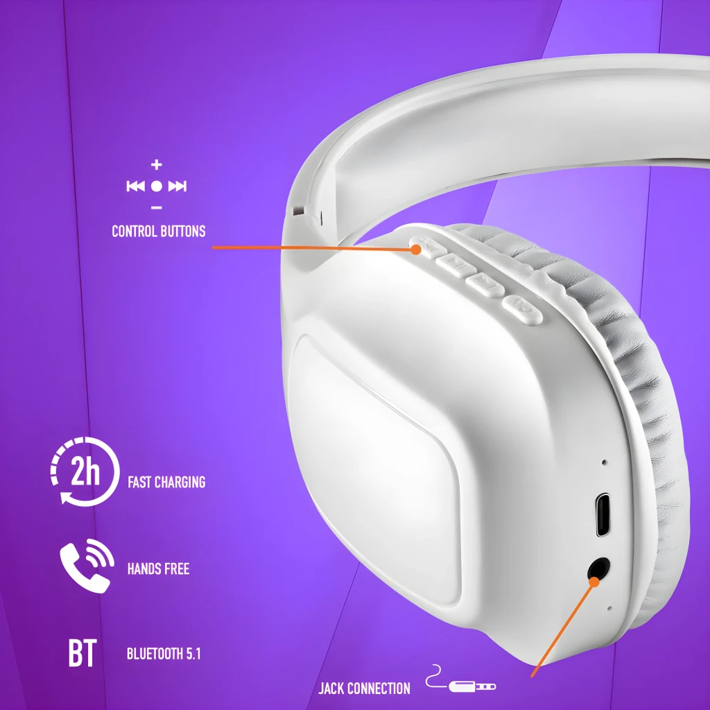 NGS Auriculares Artica Wrath Blanco, vista lateral: diadema acolchada, almohadillas y logo WRATH visibles - Ítem12