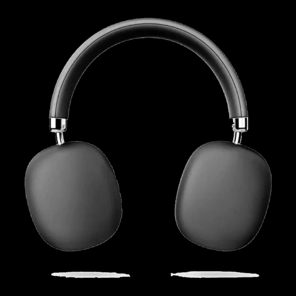 Energy Sistem Casque Style BT noir, vue de face: arceau courbé, grands coussinets et détails argentés