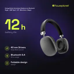 Energy Sistem Auriculares Diadema con Bluetooth Style - USB Tipo C · BT · Microfono · Negro - caractéristiques