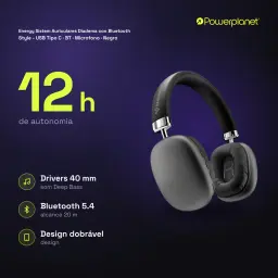 Energy Sistem Auriculares Diadema con Bluetooth Style - USB Tipo C · BT · Microfono · Negro - caractéristiques