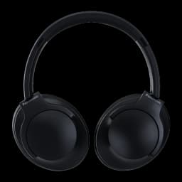 Panasonic RB-HX330B Auscultadores Sem Fios Preto, vista frontal: arco e almofadas com logo Panasonic em ambos os auriculares