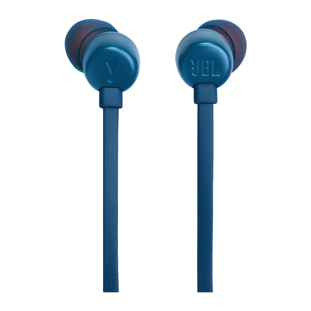 JBL Auriculares Tune 310C Azul, detalle: auriculares separados mostrando almohadillas, mando en línea y conector USB-C - Ítem6