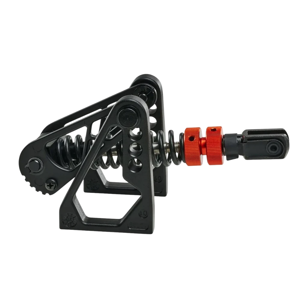 Asetek SimSports Initium Stage 2 Kit Embreagem Preto Laranja, vista frontal-lateral: eixo com mola helicoidal e roda de - Item1