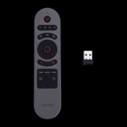 OBSBOT Tiny Smart Remote 2 gris, kit completo: mando frontal plano junto a receptor USB inalámbrico