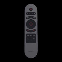OBSBOT Tiny Smart Remote 2 gris, vista frontal plana: detalle de botones Track, Close-up y Hand en zona inferior