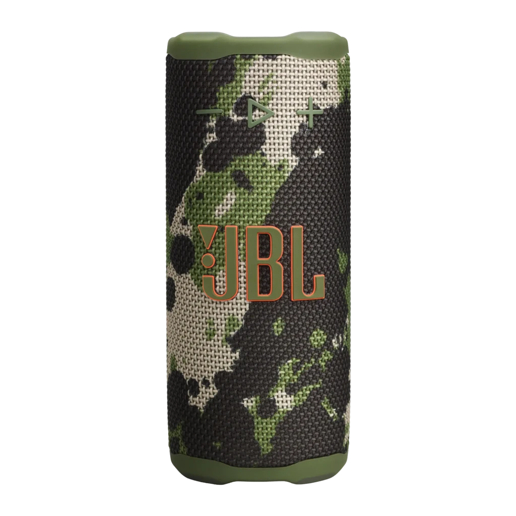 JBL Coluna Bluetooth Grip Squad camuflagem, vista superior em ângulo: botões superiores visíveis e alça GRIP iluminada a - Item4