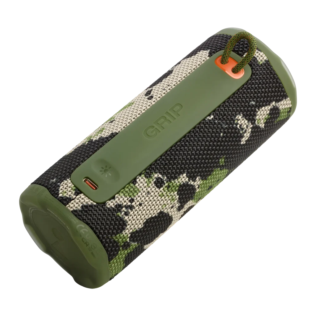 JBL Coluna Bluetooth Grip Squad camuflagem, vista superior em ângulo: botões superiores visíveis e alça GRIP iluminada a - Item5