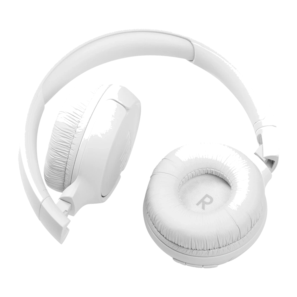 JBL Tune 510BT Sans Fil Blanc, vue latérale: logo JBL sur l'oreillette droite et boutons de volume visibles - Ítem2