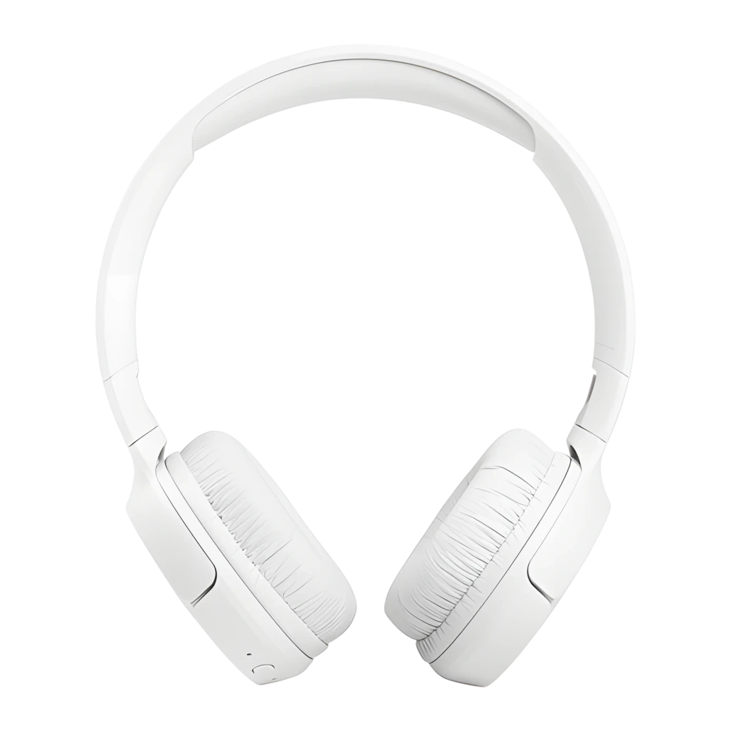 JBL Tune 510BT Sans Fil Blanc, vue latérale: logo JBL sur l'oreillette droite et boutons de volume visibles - Ítem4