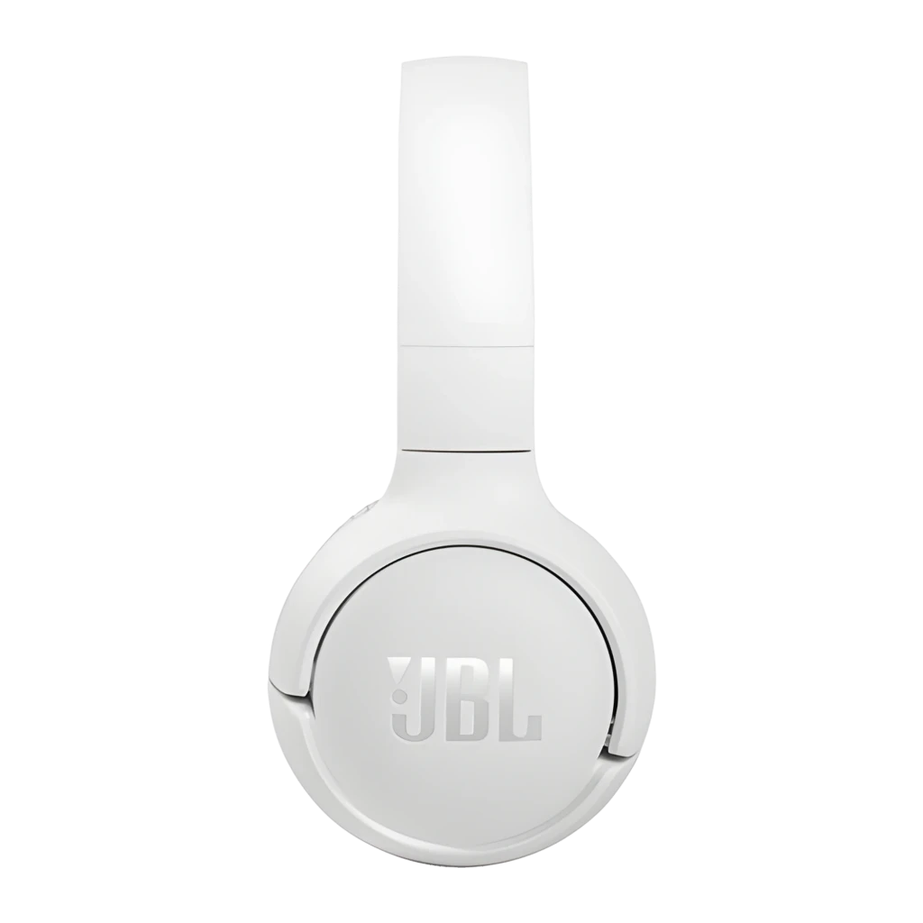 JBL Tune 510BT Sans Fil Blanc, vue latérale: logo JBL sur l'oreillette droite et boutons de volume visibles - Ítem6