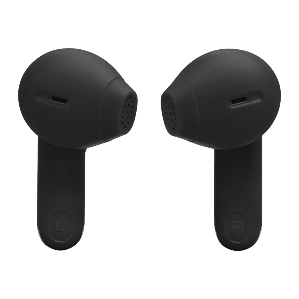 JBL Écouteurs True Wireless Tune Flex 2 noir, vue de face: étui ouvert avec écouteurs à l'intérieur et indicateur LED allumé - Ítem5