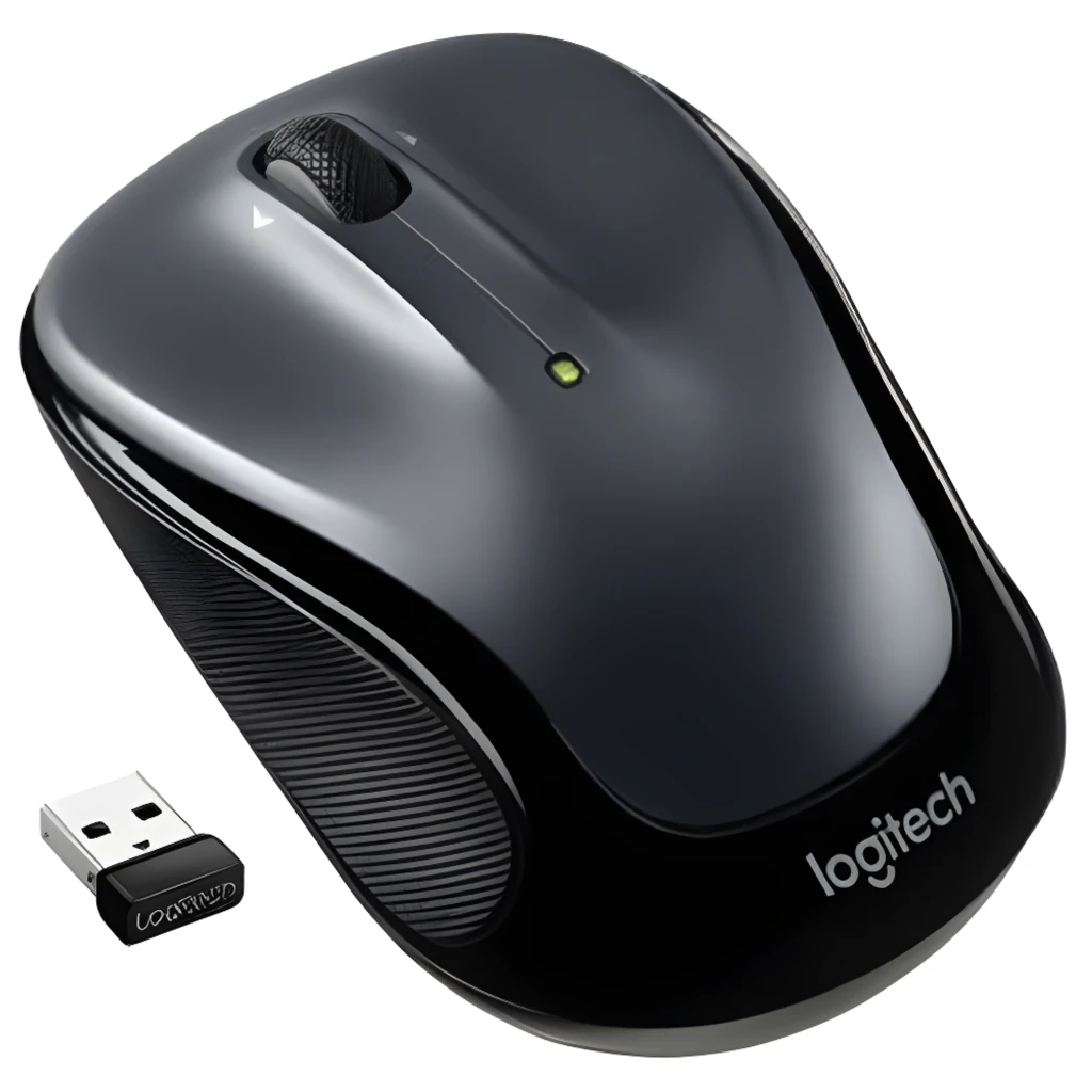 Logitech Souris M325s Sans Fil gris foncé, vue du dessus centrée: molette avec flèches latérales, LED verte et zones de - Ítem3