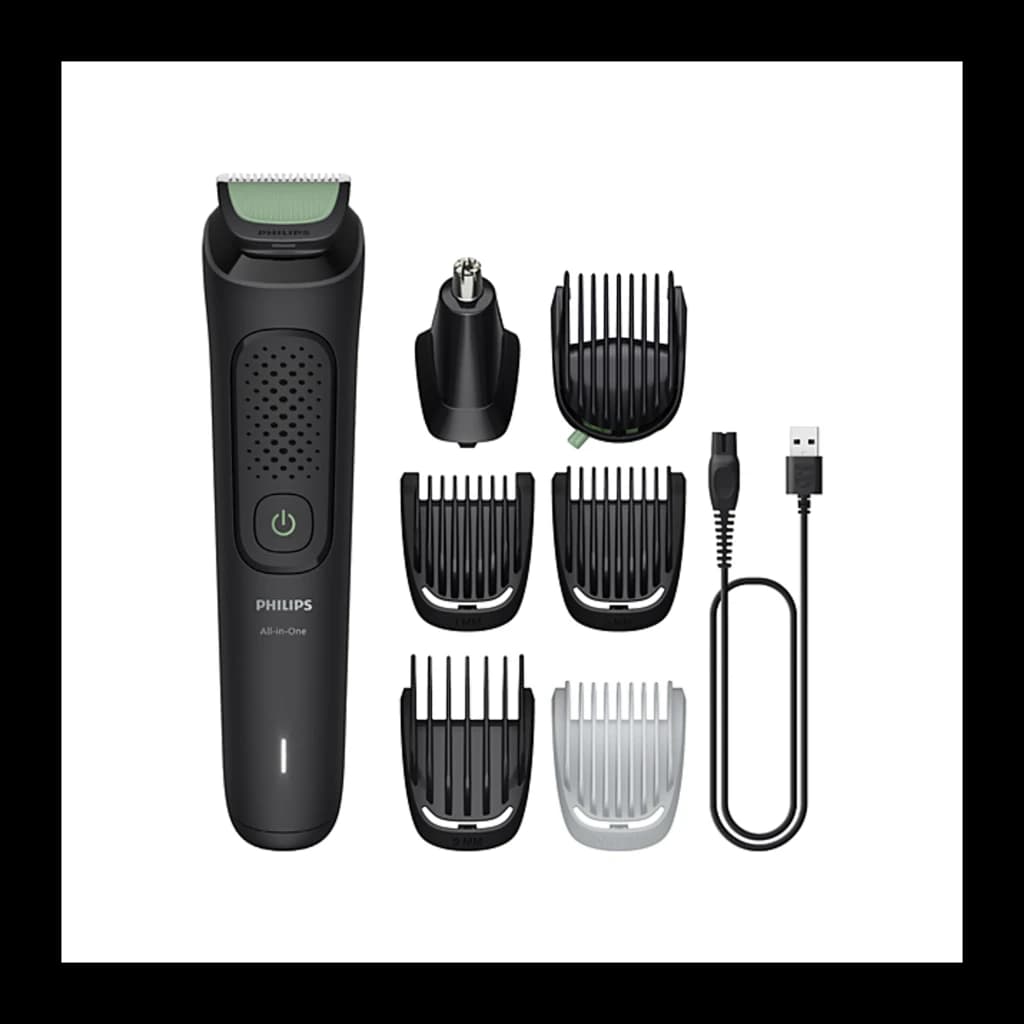 Philips Tondeuse All-in-One 3000 Series MG3935/15 noir, kit complet: tondeuse, 5 sabots, accessoire nez et câble USB