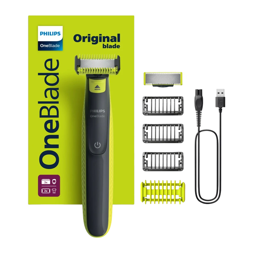 Philips OneBlade QP2824/10 gris, kit complet: rasoir, lame de remplacement, 4 sabots guide et câble USB - Ítem4