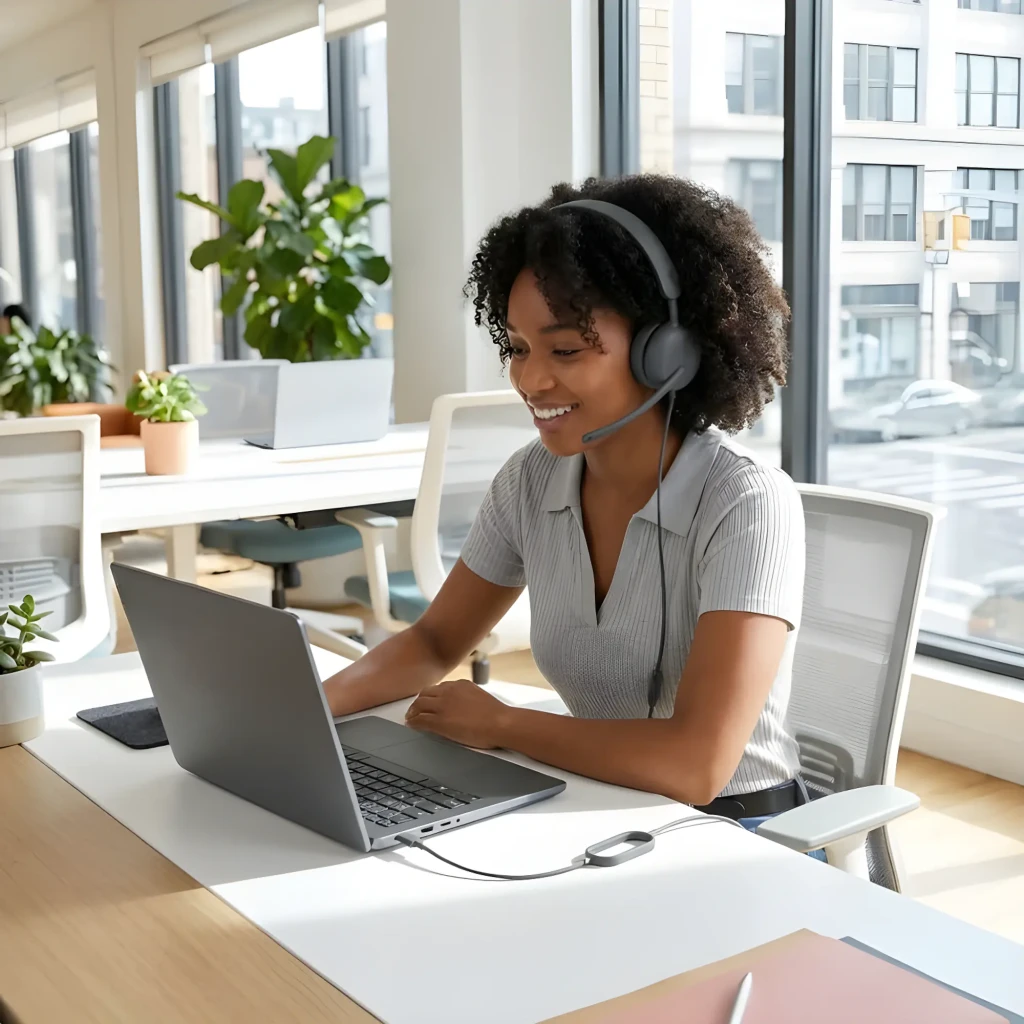 Logitech Auriculares Zone Wired 2 for Business Grafito, vista en ángulo: almohadilla derecha con rejilla de altavoz visible - Ítem3
