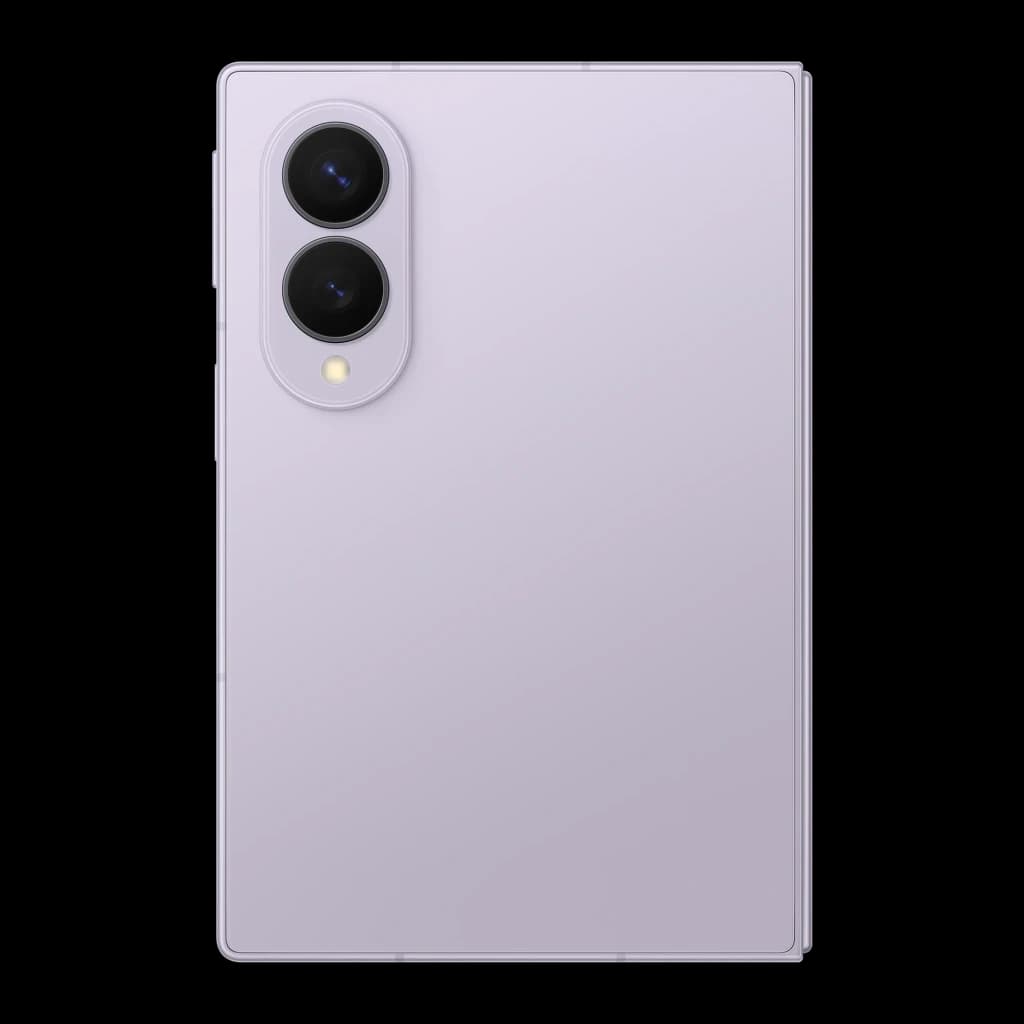 Samsung Galaxy Z Fold8 5G 256GB Lavanda, vista traseira: módulo de câmeras oval com duas lentes e flash no canto superior