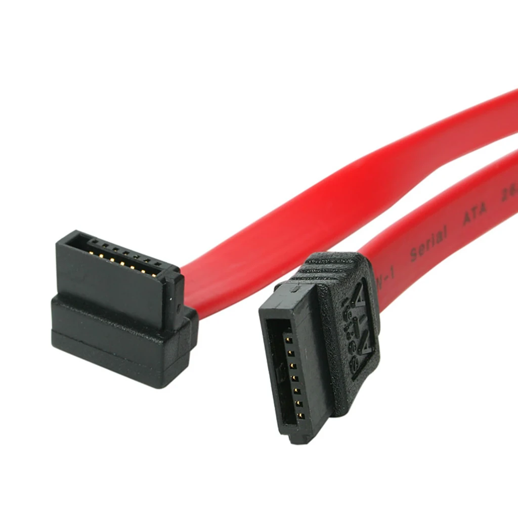 StarTech.com Cable SATA 45cm Rojo, vista frontal: cable plano rojo con dos conectores SATA negros rectos en ambos extremos - Ítem1