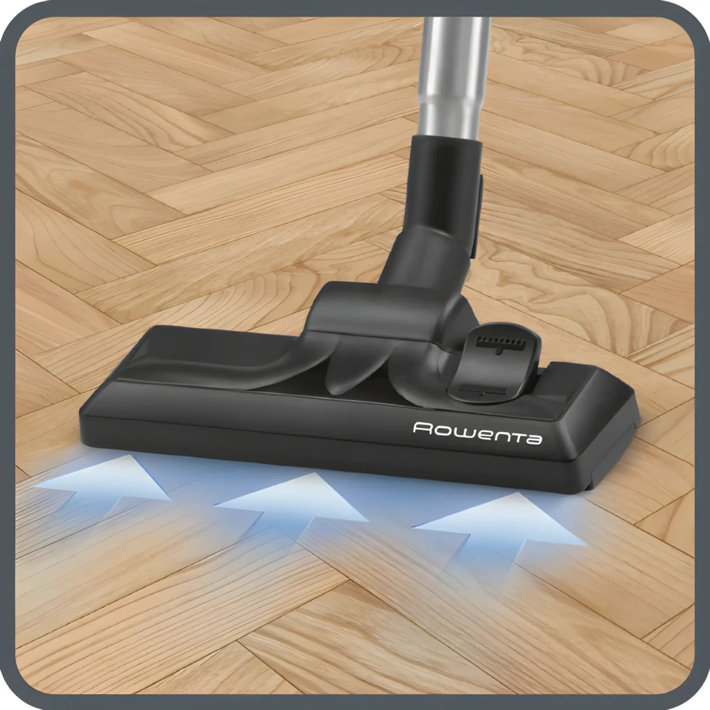Rowenta Compact Power Parkett RO3953 Rouge, kit complet vue latérale: aspirateur avec tube télescopique, flexible, brosse - Ítem7