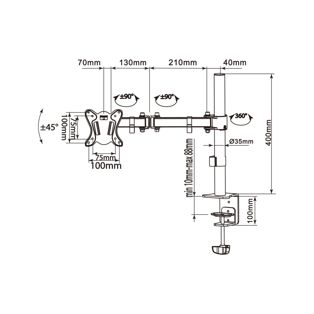 Equip 650151 support bureau moniteur 13-32