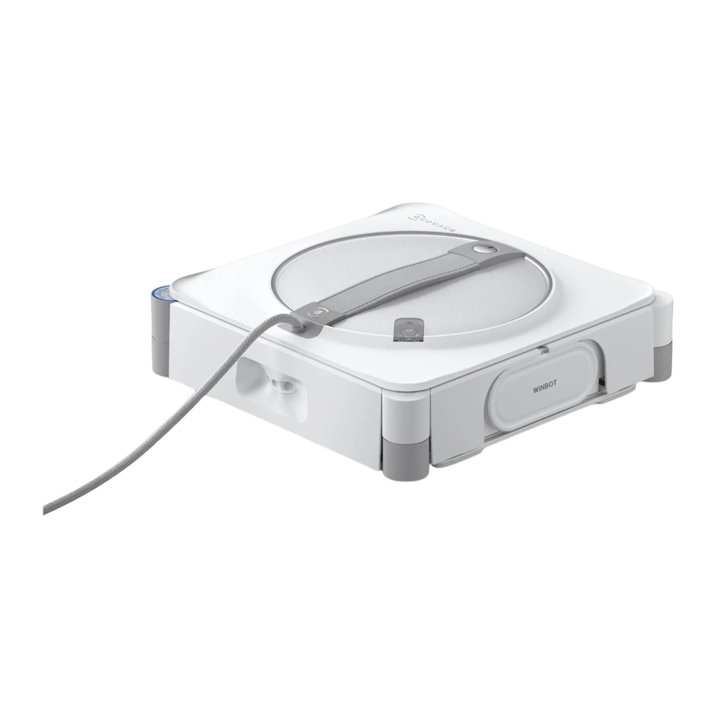 Ecovacs Winbot W2S Omni blanc, kit vue latérale: station de base et robot lave-vitres de face avec pad circulaire argenté - Ítem4