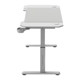 Mars Gaming MGD-ERGO120 120x60cm Blanco, vista lateral: perfil del tablero ergonómico, portavasos lateral y pata regulable