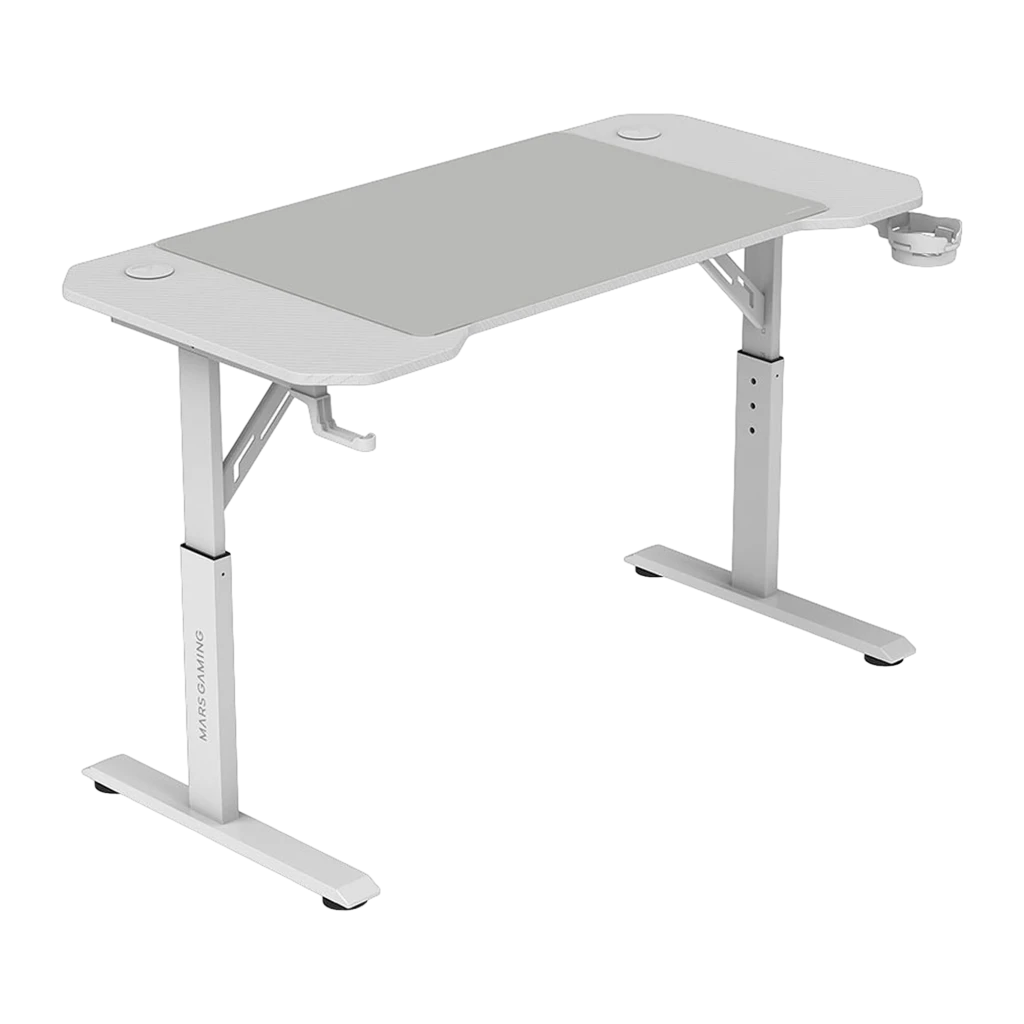Mars Gaming Mesa Gaming MGD-ERGO120 120x60cm Branco, vista lateral: superfície texturizada, pernas reguláveis, porta-copos e - Item2