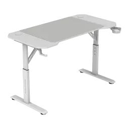 Mars Gaming MGD-ERGO120 120x60cm Blanco, vista en perspectiva: superficie con textura, patas regulables, portavasos y gancho