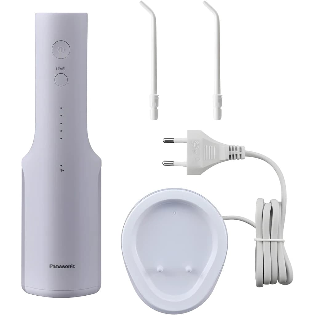 Panasonic Irrigateur buccal sans fil EW-DJ26 violet, contenu boîte: irrigateur, 2 buses, base de charge et câble