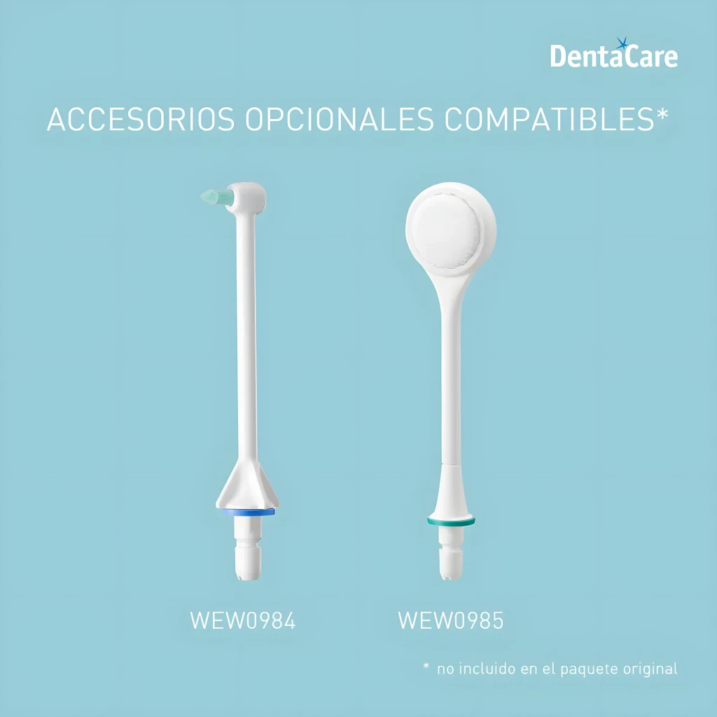Panasonic Irrigateur buccal sans fil EW-DJ26 violet, vue de face: corps entier avec buse, boutons et accessoire - Ítem2