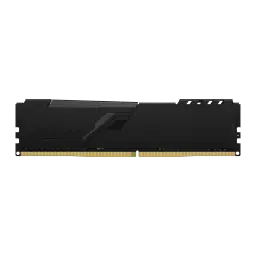 Kingston Fury Beast DDR4 64GB Noir, vue latérale: dissipateur noir mat avec rainures et contacts dorés visibles