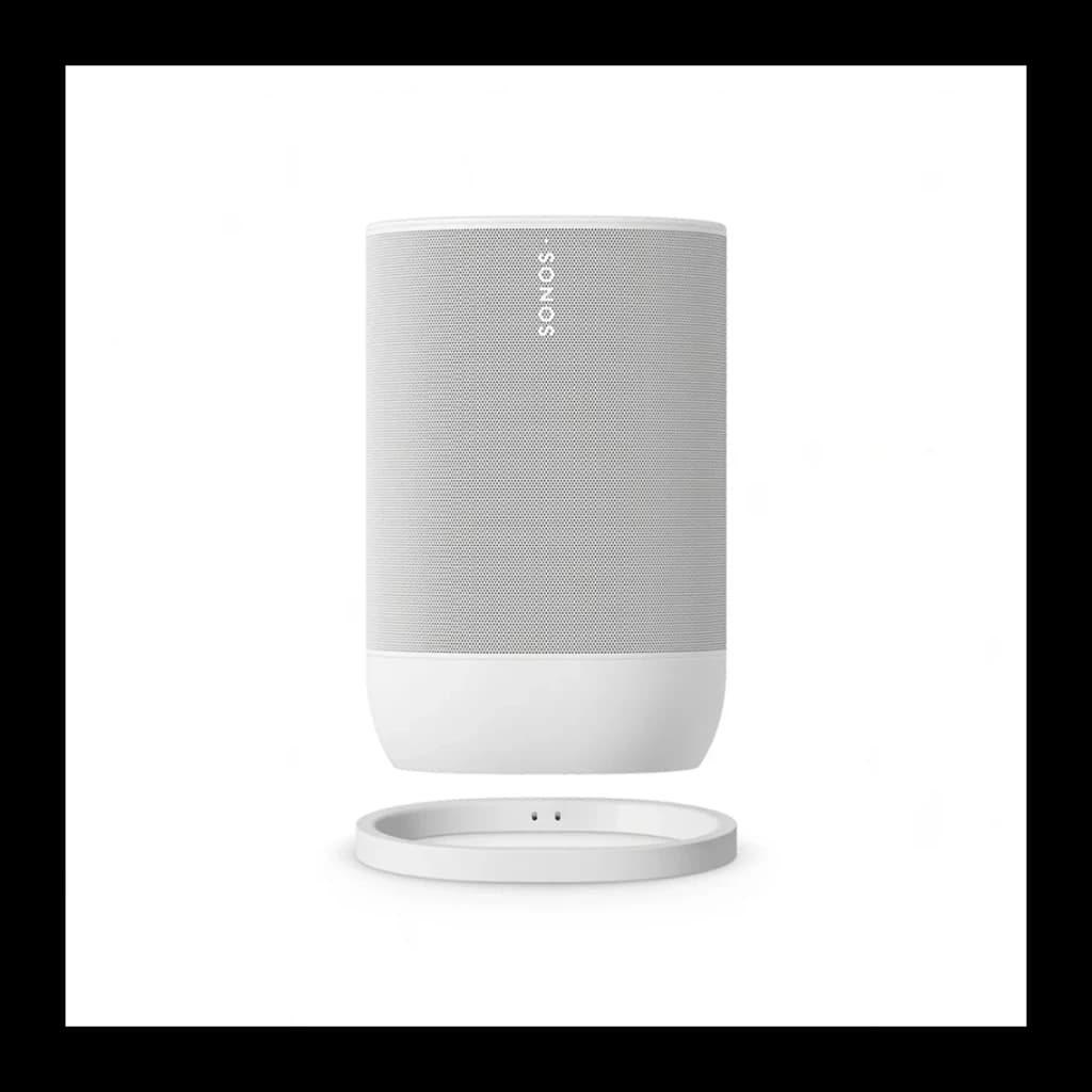 Sonos Move 2 blanco, kit completo: altavoz frontal con rejilla y base de carga circular blanca incluida