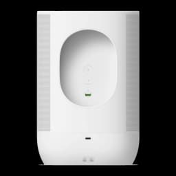 Sonos Move 2 blanco, vista trasera: cavidad oval con botón de encendido, micrófono e indicador verde