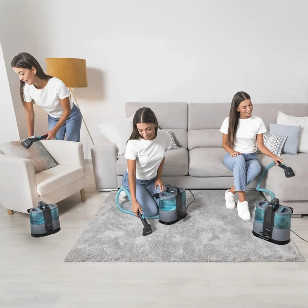 Cecotec Conga 4000 Carpet&Spot Clean XL cinzento, vista lateral: depósito transparente, mangueira e acessórios incluídos - Item3