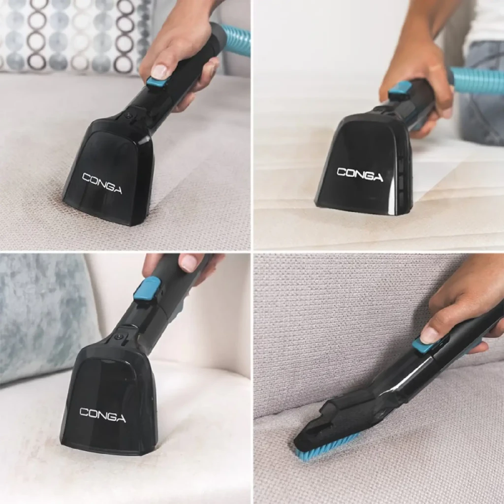Cecotec Conga 4000 Carpet&Spot Clean XL cinzento, vista lateral: depósito transparente, mangueira e acessórios incluídos - Item4