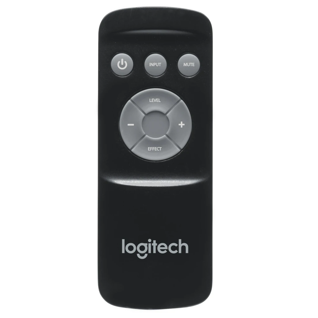 Logitech Z906 5.1 500W Negro, vista frontal: subwoofer central, 5 satélites, consola de control y mando a distancia - Ítem7