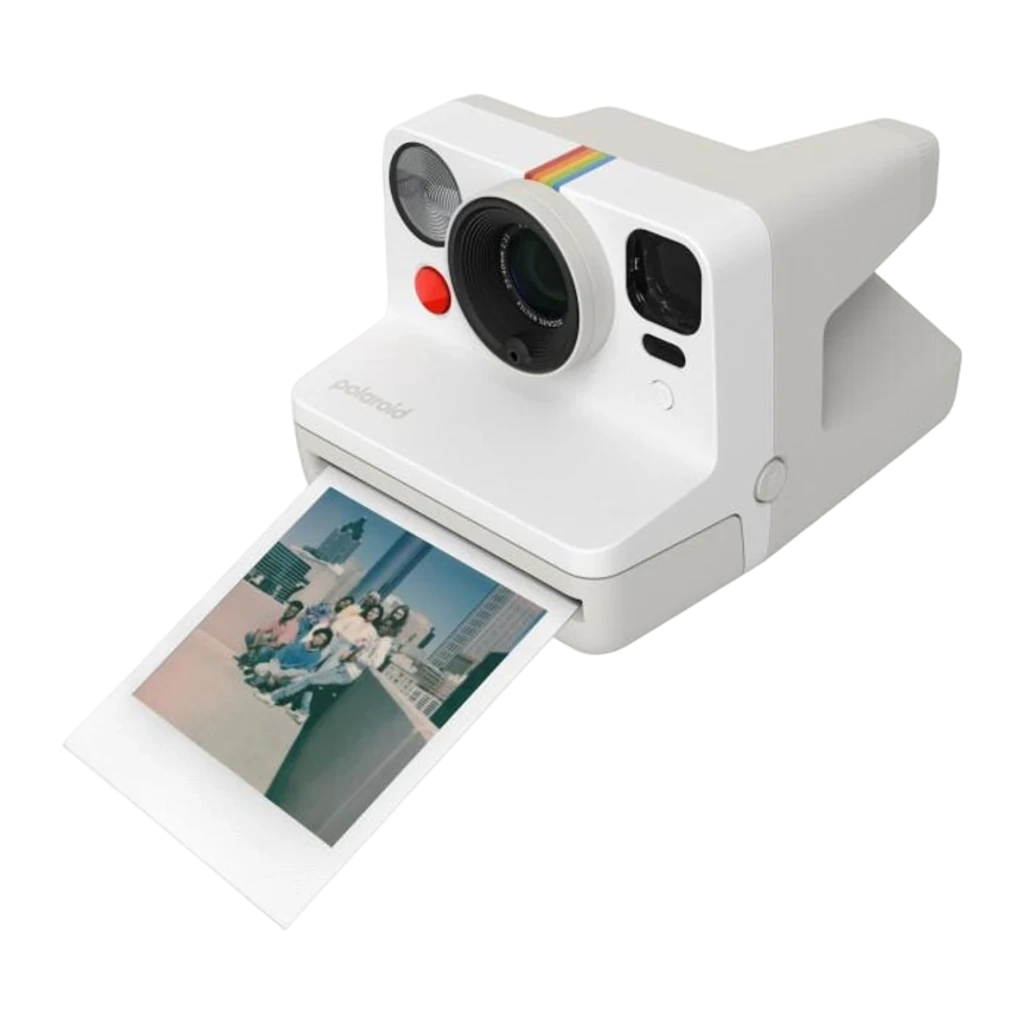 Polaroid Now Generation 3 Blanco, vista frontal: objetivo autofocus, flash, botón rojo y ranura de salida de fotos - Ítem2