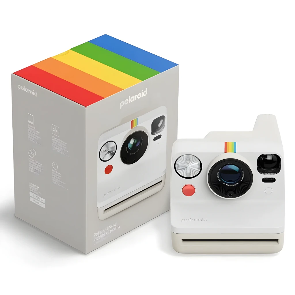 Polaroid Now Generation 3 Blanco, vista frontal: objetivo autofocus, flash, botón rojo y ranura de salida de fotos - Ítem4