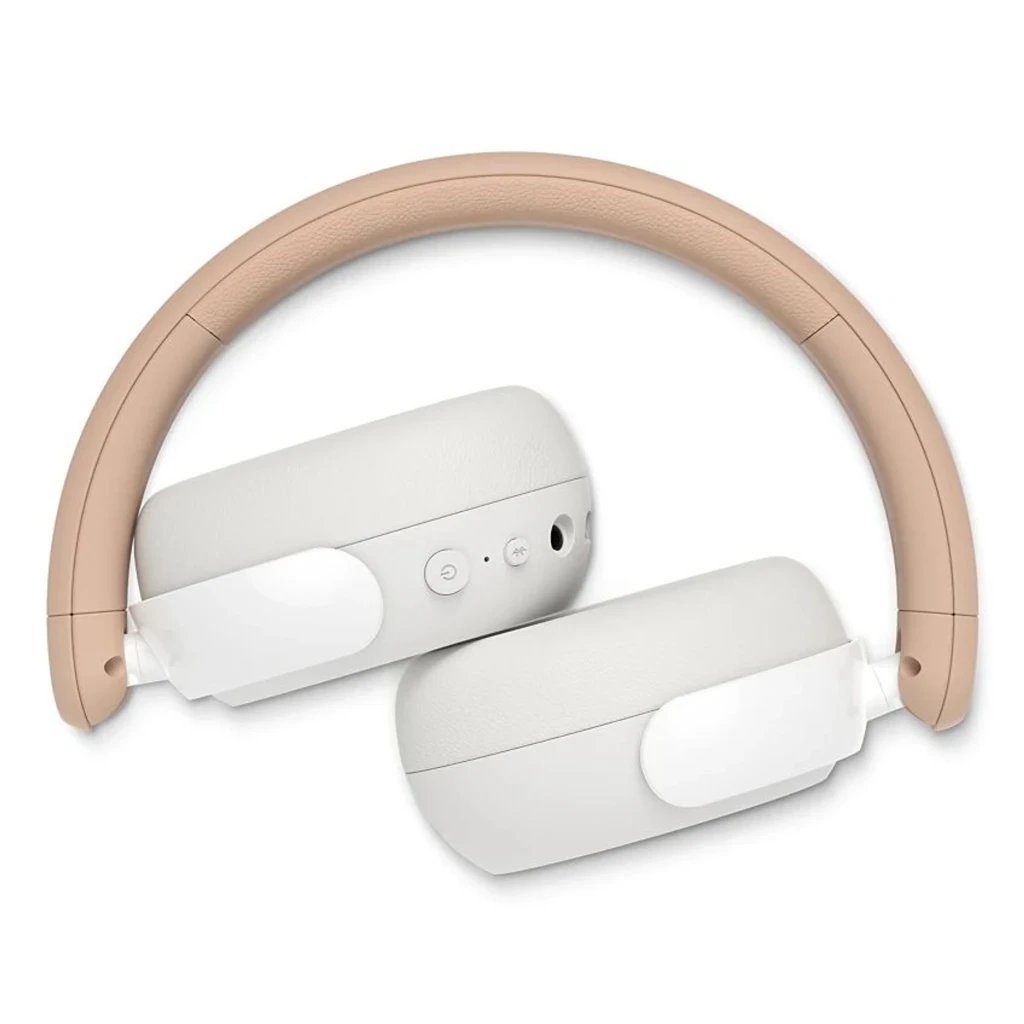Philips TAK5500AL 5000 Series branco, vista superior dobrado: arco âmbar, almofadas brancas e botões laterais visíveis