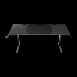 Genesis Mesa Gaming Holm Modular 180 RGB Negro 180x75 cm, vista frontal: superficie modular, portavasos y gancho auriculares