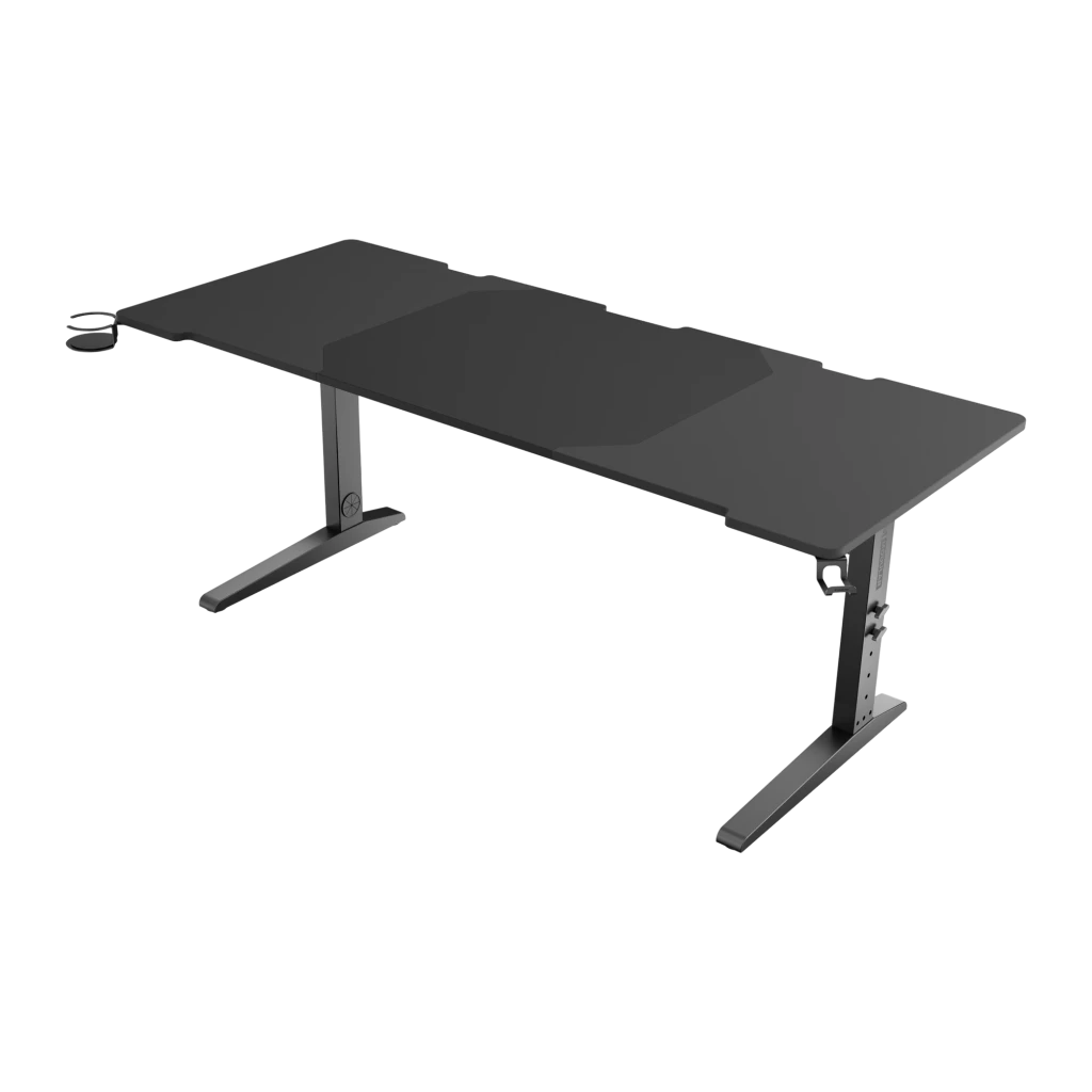 Genesis Mesa Gaming Holm Modular 180 RGB Preto 180x75 cm, vista frontal: tampo modular, porta-copos e gancho para - Item1