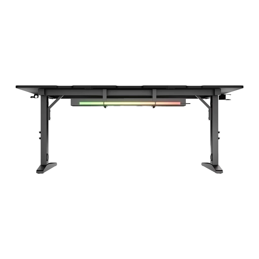 Genesis Mesa Gaming Holm Modular 180 RGB Preto 180x75 cm, vista frontal: tampo modular, porta-copos e gancho para - Item2