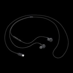 Samsung Auriculares AKG USB-C negro, vista general: auriculares in-ear con cable, mando en línea y conector USB-C