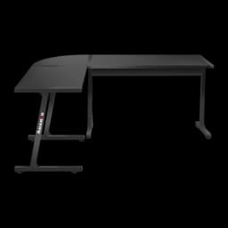 Huzaro Mesa gaming Hero 6.0 Negro, vista lateral izquierda: forma en L y estructura de patas metálicas negras