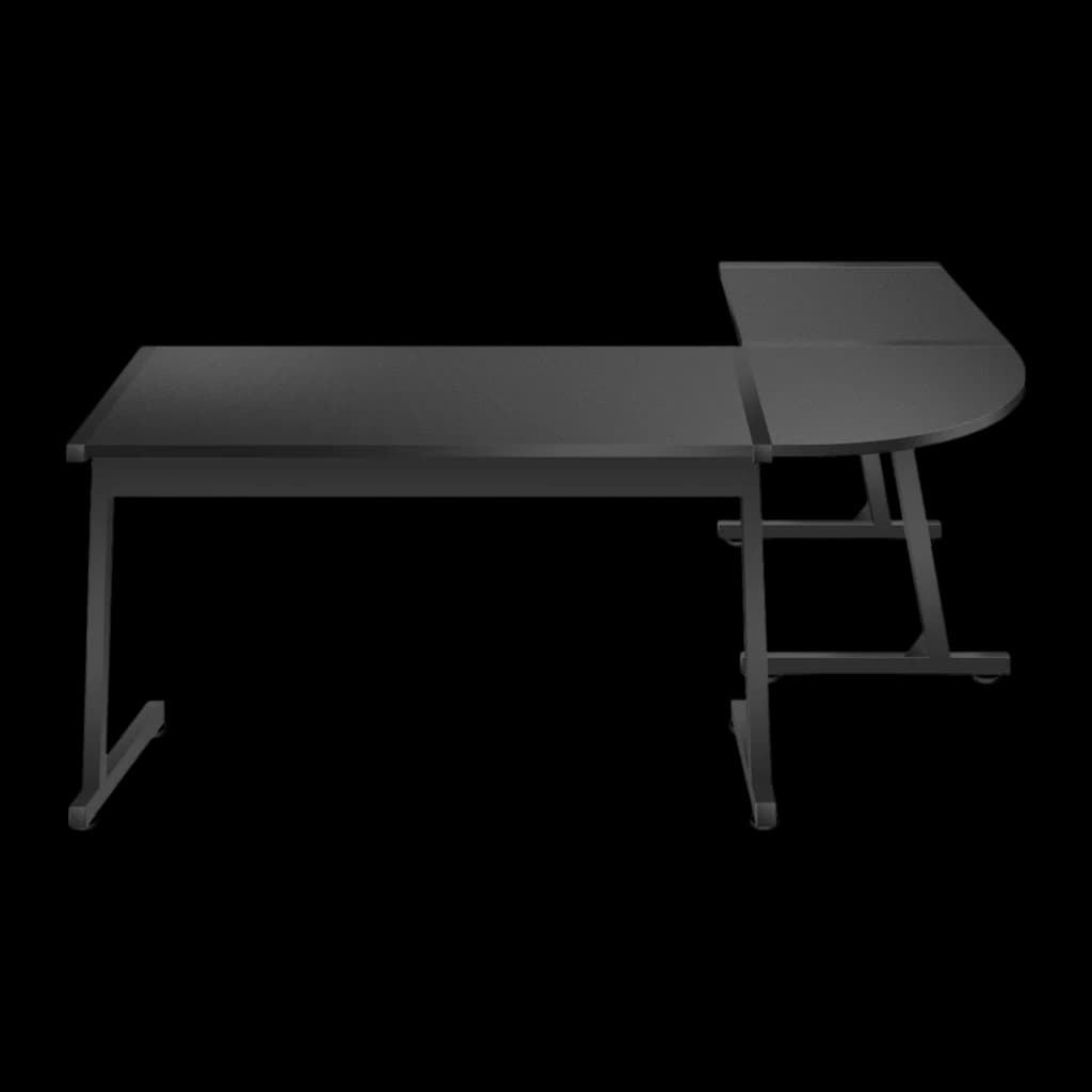 Huzaro Mesa gaming Hero 6.0 Negro, vista lateral derecha: extensión redondeada del ángulo y patas traseras