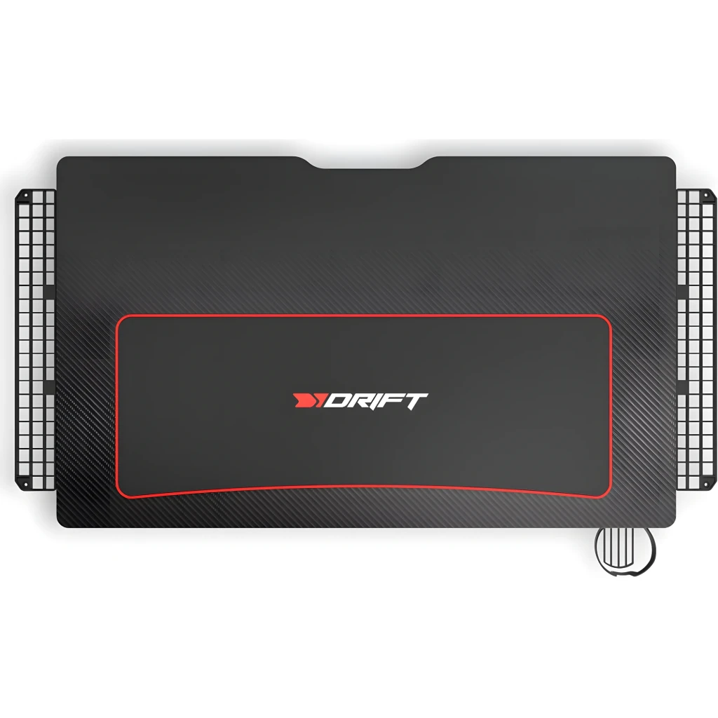 Drift Mesa Gaming DZ75 Preto Vermelho, vista em perspectiva: superfície carbono com mousepad integrado borda vermelha, - Item2
