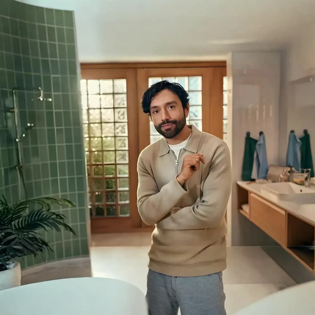 Philips MG3930/15 Series 3000 7 en 1 noir, lifestyle: homme avec barbe soignée dans salle de bain lumineuse