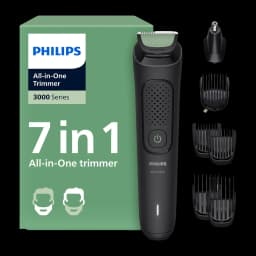 Philips All-in-One Trimmer MG3930/15 Series 3000 noir, contenu: tondeuse, boîte verte, tondeuse nasale et 3 sabots guide