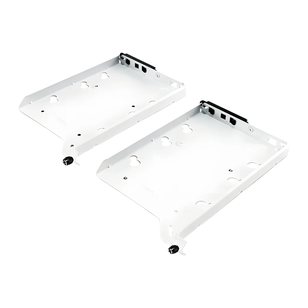 Fractal Design Kit de bandejas HDD Type A Blanco, vista frontal: dos bandejas blancas con orificios de montaje y tornillos - Ítem2